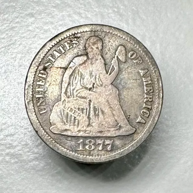 1877 CC Seated Liberty Dime 10c VG Condition NICE EXAMPLE COIN!!!