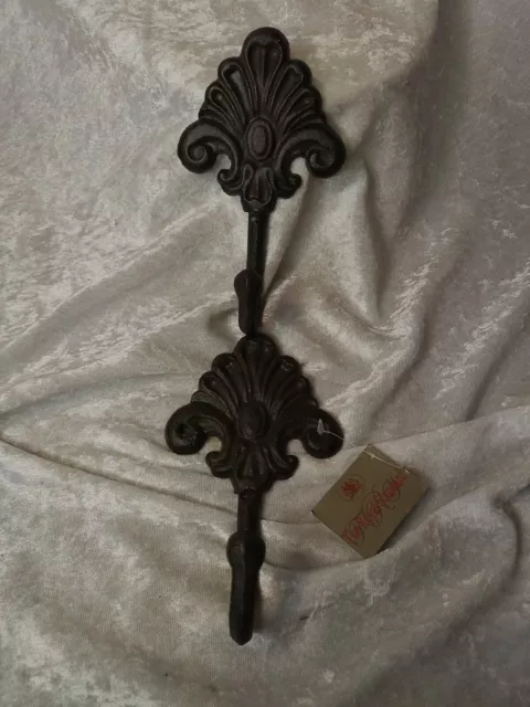 2Fleur De Lis Wall Hook Towel Coat Jacket Hanger Cast Iron Antique Look Lot2