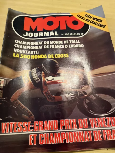 MOTO JOURNAL  308 Essai HONDA 125 S3 RC 500 M Grand Prix Vénézuela DAYTONA 1977