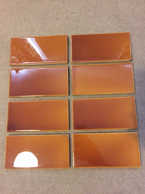 8 X Antique Fireplace Glazed Spacer Tiles 6 X 3”