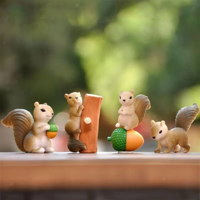 2-6PACK REALISTIC MINIATURE Squirrel Figure 4Pack for Automobile Desk ...