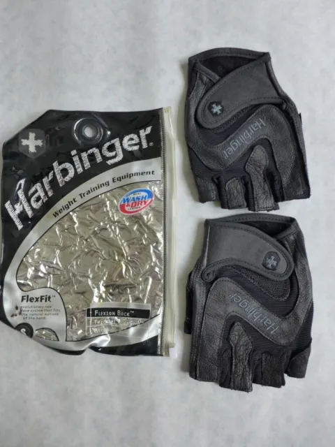 Harbinger FlexFit Half Finger Gloves/Weight Lifting Size Small Black leather