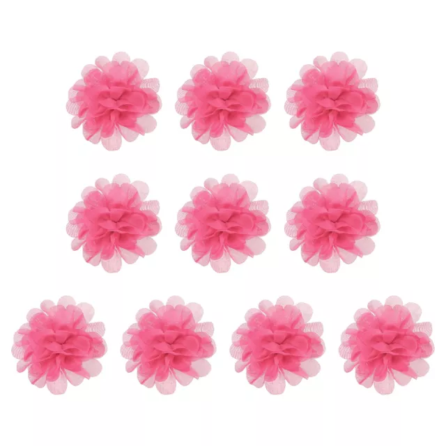 10Pcs 2.8" Chiffon Flowers Fabric Flower Sewing Fabric Appliques Neon Rose