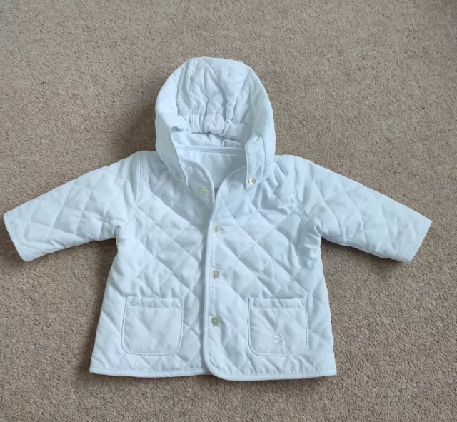 Baby Girls Age 0-3 Months White Quilted Jacket Designer Emile Et Rose