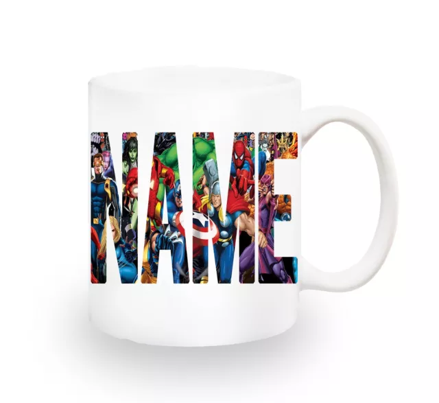 Marvel Heroes Personalised Any Name Mug Cup Coffee Tea Gift Present Birthday