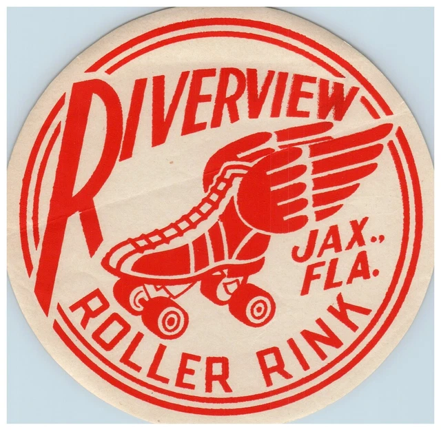 ORIGINAL VINTAGE 1940S Roller Skating Rink Sticker Riverview