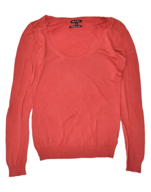 MASSIMO DUTTI Womens Boat Neck Jumper Sweater UK 12 Medium Red AN20