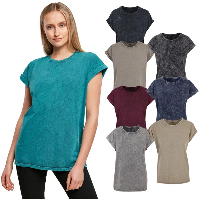 Build your Brand Femmes Acid Washed Extended Épaule T-Shirt Femme