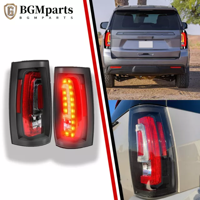 For 2007-14 Chevy Suburban Tahoe GMC Yukon LED Tail Lights Brake Lamp Pair Black