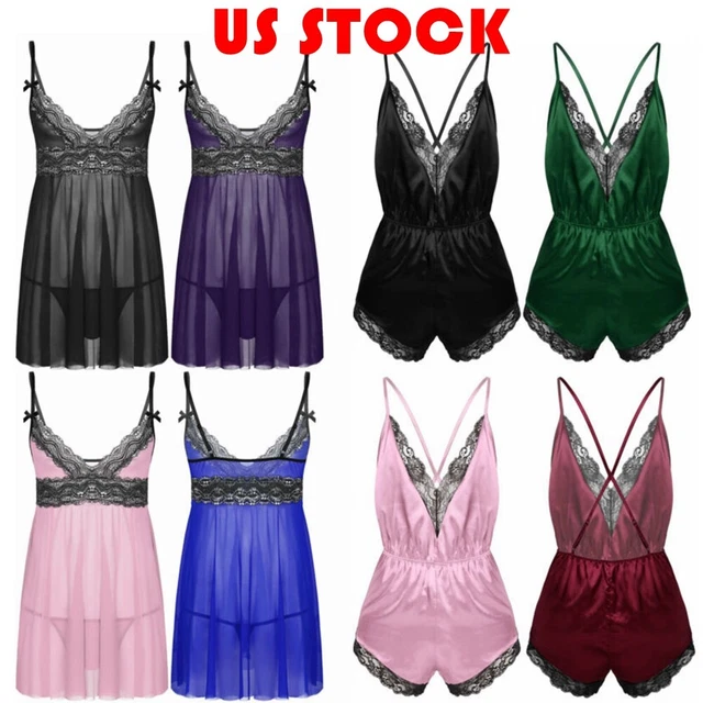 MEN SEXY SISSY Lingerie Set Crossdresser Sleepwear Lace Chemise Teddy Dress  Sexy $14.62 - PicClick