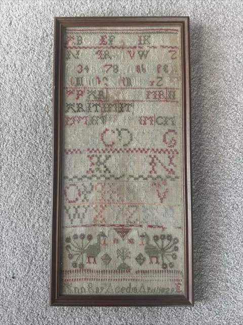 Antique 19th Century Needlework Sampler 1829 44 x 21cm