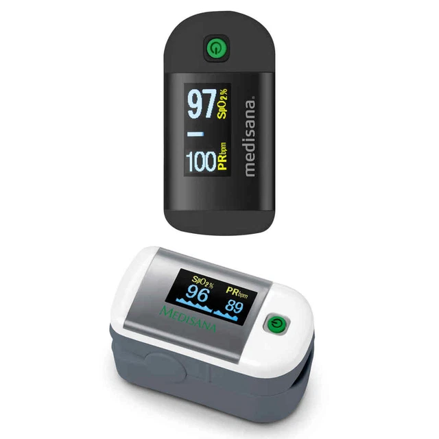 Medisana Pulsossimetro PM 100 Ossimetro Polso Saturimetro Medico Bianco/Nero Med