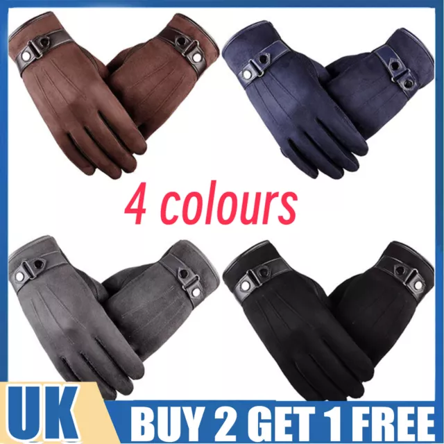 Men's Touch Screen Leather Warm Gloves Thermal Fleece Lined Driving Winter Gift