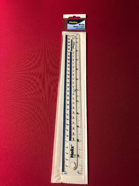 Helix 30cm 12" Inch Plastic Shatter Resistant Rule L16 Blue Strip Ruler