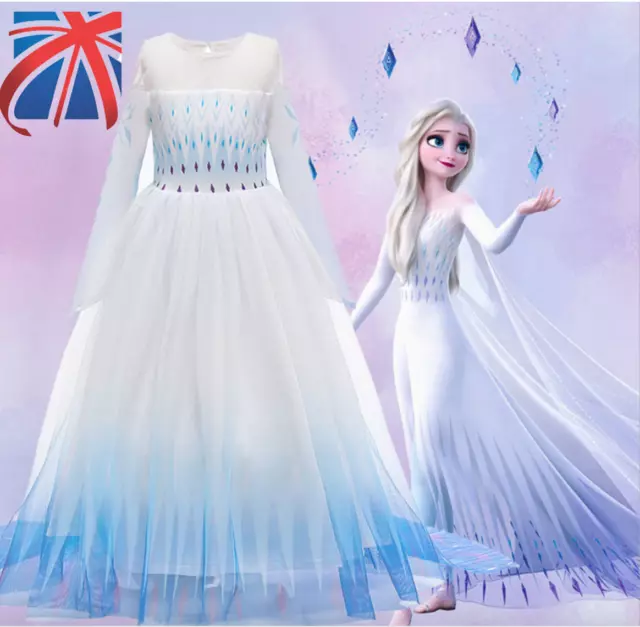 Frozen 2 Elsa Dress Up Girls Fancy Cosplay Kids Costume Party Outfit