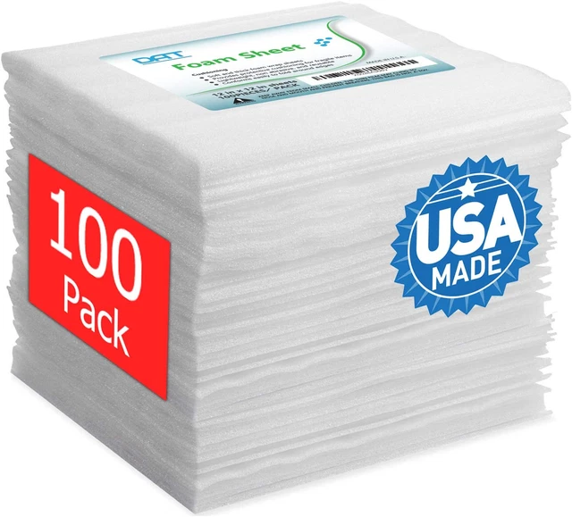 100 Pack Foam Sheets,  12" X 12", 1/16" Thickness, Foam Wrap Cushioning Mate