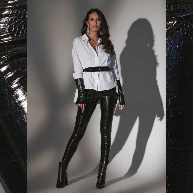 Patrice Catanzaro, Malicia, Leggings moulant fetiche en vinyle noir style croco