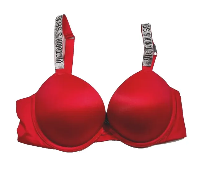 VICTORIA'S SECRET VERY Sexy Push Up Without Padding Shine Strap Bra Red  38DD NWT $38.99 - PicClick