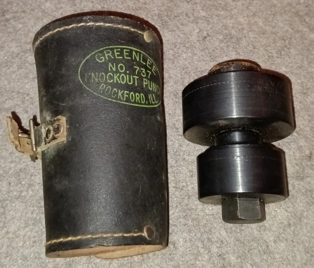 Green Lee #737 Knockout Punch Rockford Illinois  Conduit Leather Roll Vntg