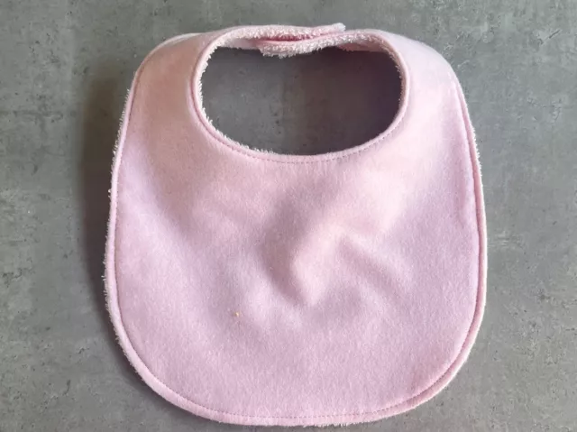 Handmade Pink Baby Bib/100% Cotton Flannel Front/Towel Backed/Fits 6m To 18m.