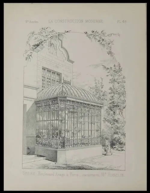 Paris Serre, Boulevard Arago - 1887 - Planche Architecture - Hugelin