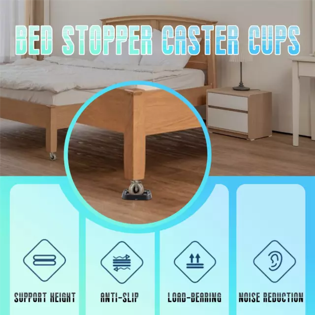 4 StüCke Bett Stopper & MöBel Stopper Caster Cups Passt auf Alle Von A7D8 3