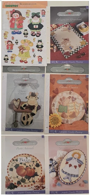 TO DO lotto set 5 progetti schemi + figure immagini country painting pittura