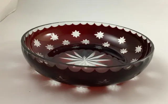 Vintage Cut to Clear Ruby Star 5 Inches Candy Dish/Berry Bowl No Chips or Cracks