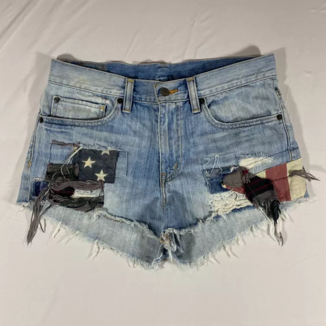 Denim & Supply Jeans Shorts Womens 28 Flag Cut Off Distress 56-EB71