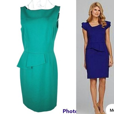 Antonio Melani Sleeveless Green Half Peplum Sheath Dress Size 6