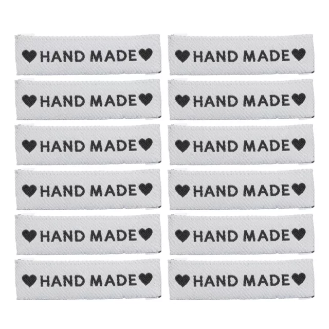 50pcs Handmade with Love Sewing Labels Embroidered Label Tags 2.17"L White