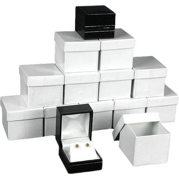 12 Earring Boxes Black Faux Leather Jewelry Display Box
