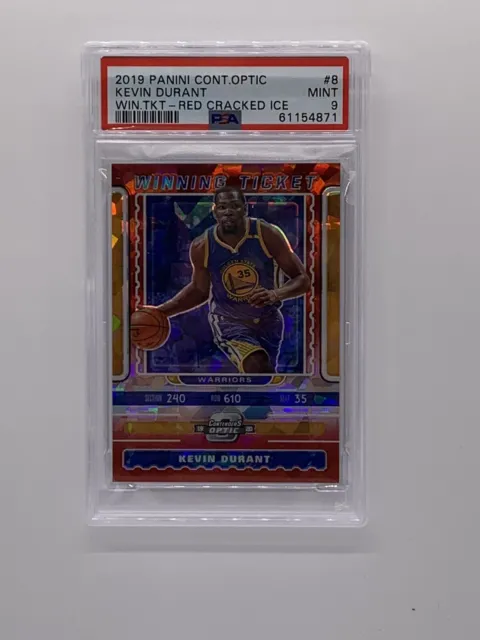 Kevin Durant 2019 Contenders Optic Winning Ticket Red Cracked Ice PSA 9