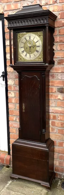 Antique GEORGIAN Oak 8 Brass Dial Day Grandfather / Longcase Clock  COATS WIGAN 2