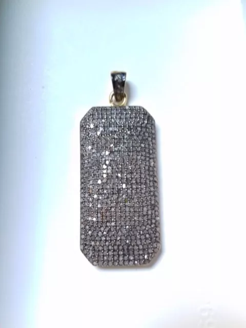 Pendant Natural Rosecut Diamond Pave 925 Sterling Silver Pendant Jewelry