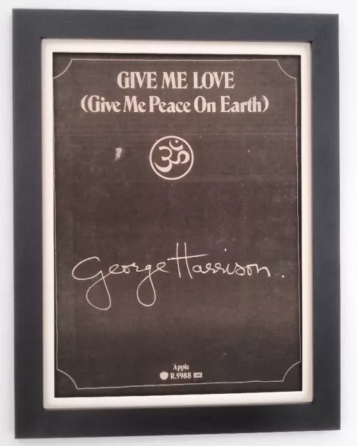 GEORGE HARRISON*Give Me Love*1973*ORIGINAL*POSTER*AD*FRAMED*FAST WORLD SHIP