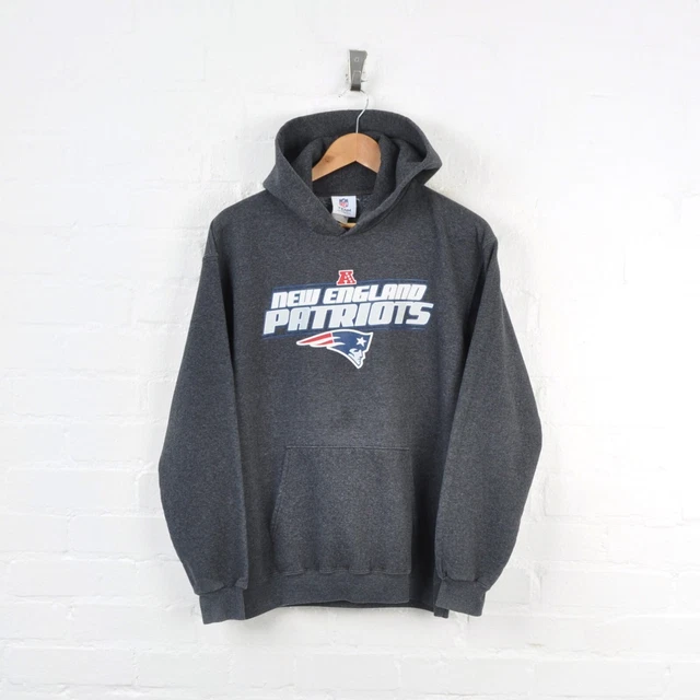 Vintage NFL New England Patriots Hoodie Grey Medium