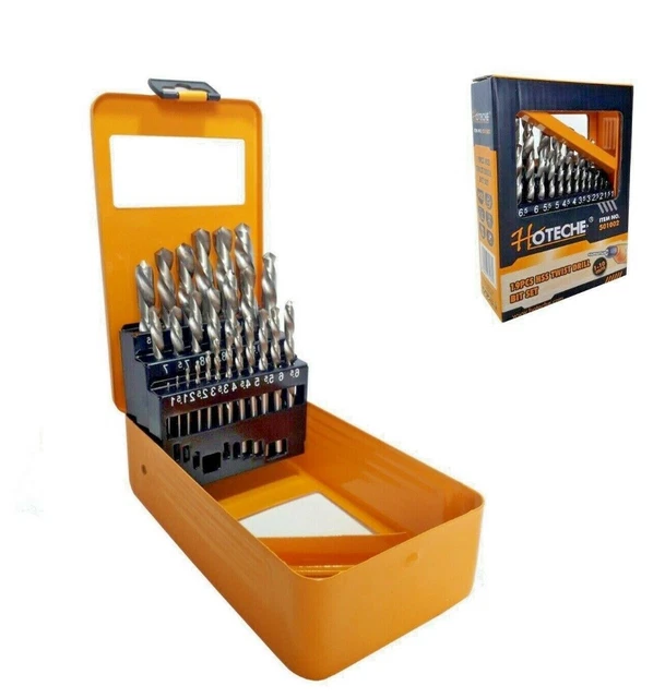 Set di 19 punte per trapano HSS elicoidali da ferro misure da 1 a 10 mm Hoteche