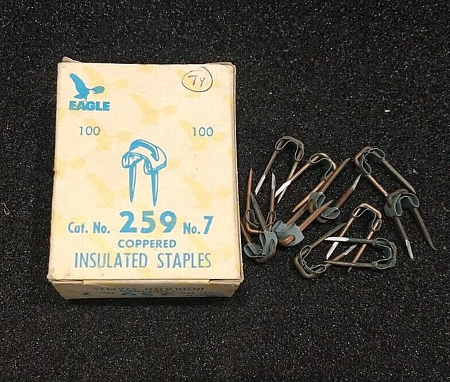 74 Pcs Eagle 259-7 Vintage Coppered Insulated Staples