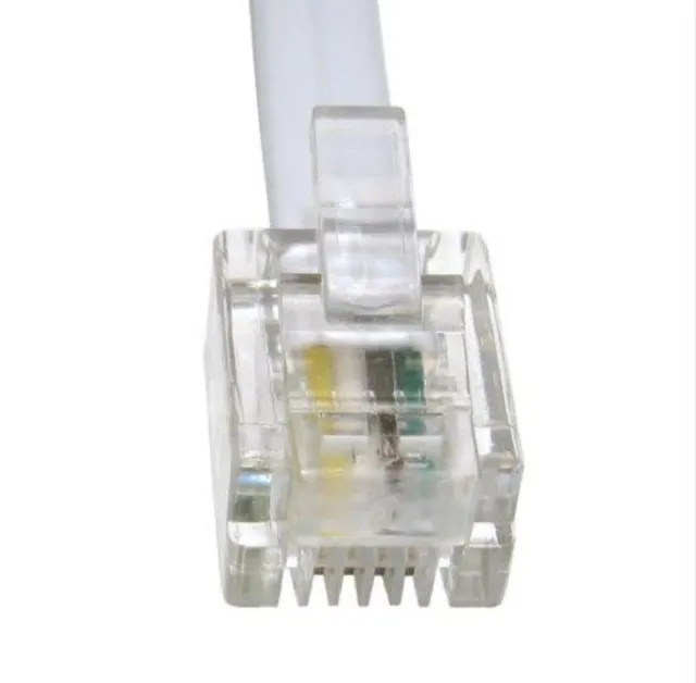 10m RJ11 auf RJ11 Telefonkabel Breitband Router Kabel ADSL DSL 6p4c WEISS 2