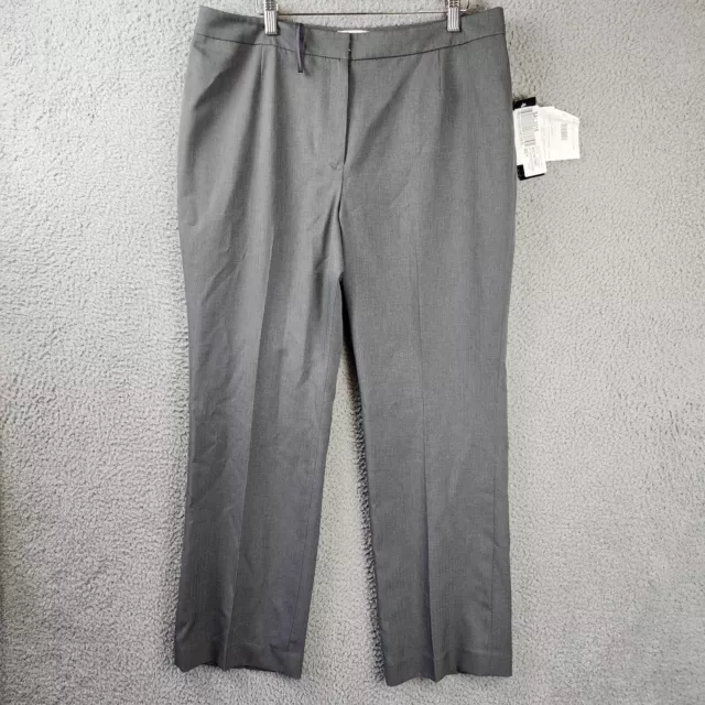 Le Suit Petite Suit Pants Women's 14P Grey Straight Leg Flat Front