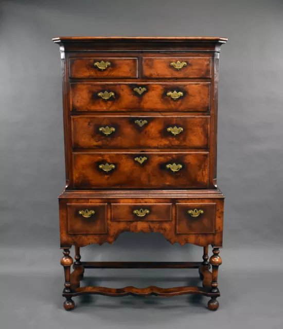 19th Century William & Mary Style Figured Walnut Chest on Stand