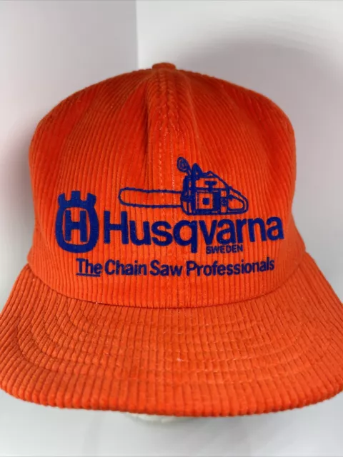 VINTAGE HUSQVARNA SWEDEN Corduroy Hat Snapback Cap Chainsaw Tools ...