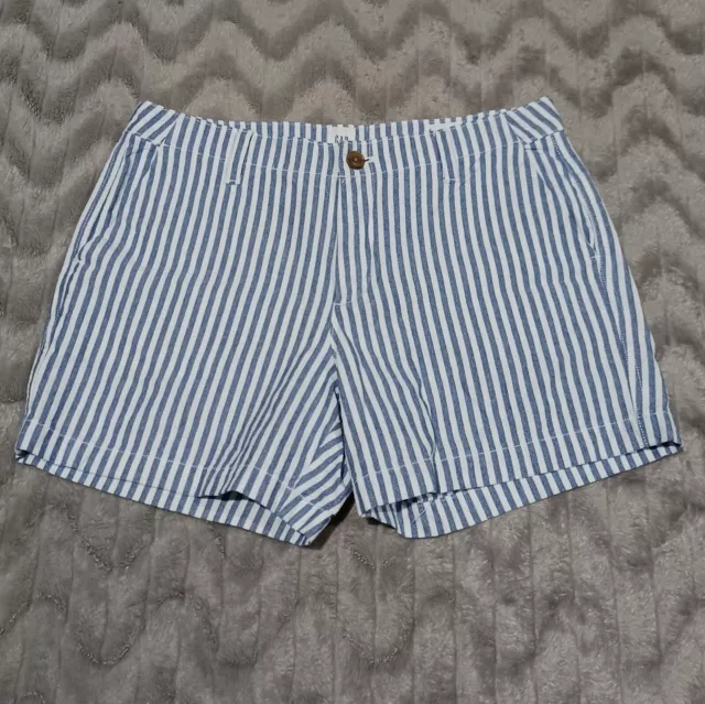 Gap Womens Size 6 Blue White Striped 100% Cotton Chino City Shorts