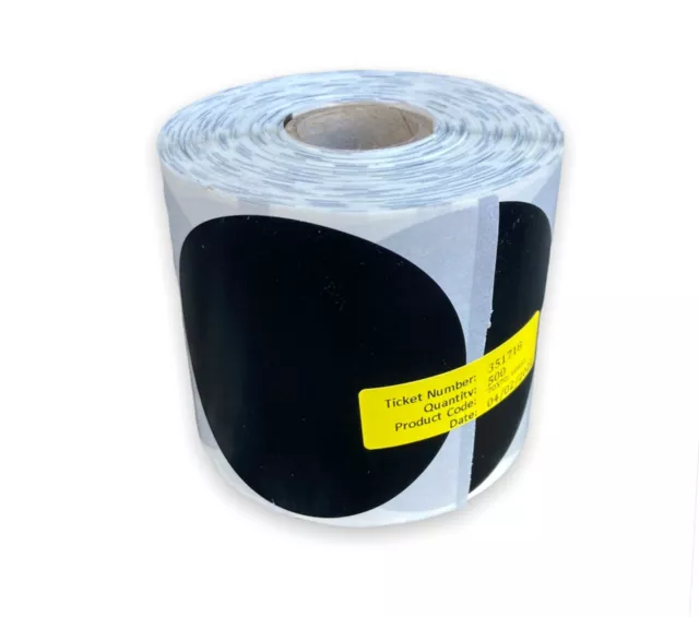 500 Roll 70mm Diameter black round labels polypropylene permanent stickers