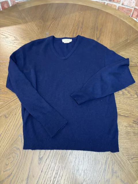 DELUXE SPORTSWEAR CASHMERE Sweater V Neck Pullover Mens Size 46 Blue ...