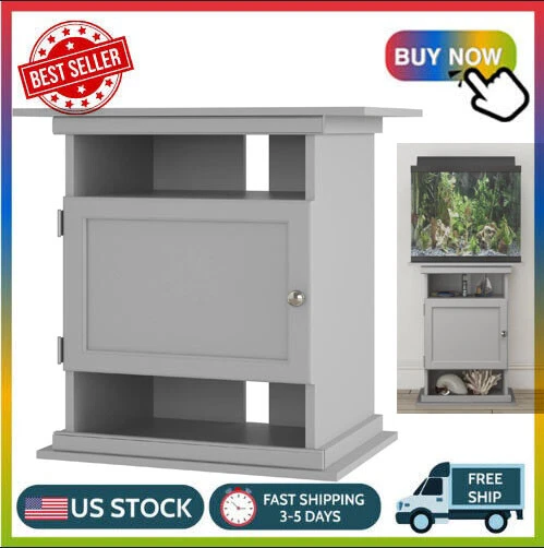 Ameriwood Home Dove Gray Flipper 10/20 Gallon Aquarium Stand, Fast Free shipping