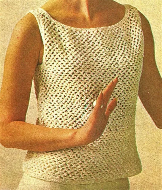 Ladies Crochet top EASY crochet pattern 4ply. String vest.Lacy crop top, vintage