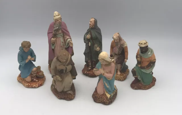 Ensemble de 7 Anciens SANTONS de CRÈCHE DEVINEAU