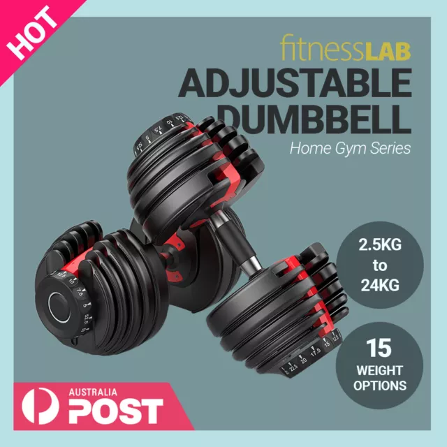 FitnessLab Adjustable Dumbbells Dumbbell Set Weight Dumbbells Plates 24kg 40kg